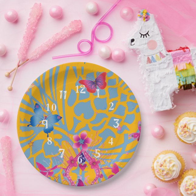 Assiettes En Carton Magnifique motif de papillons féminins floraux éto (Fête)