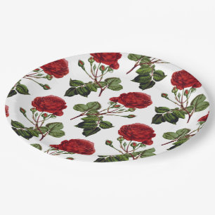 Assiettes En Carton Magnifique motif de rose rouge