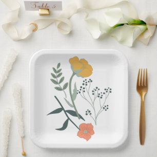 Assiettes En Carton Magnifique motif floral botanique