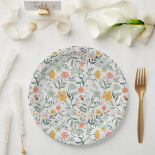 Assiettes En Carton Magnifique motif floral botanique