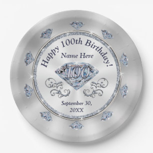 Assiettes En Carton Magnifique Personnalisée, 100e Plaques d'annivers
