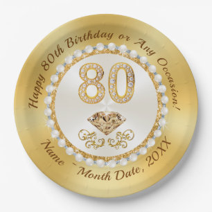 Assiettes En Carton Magnifique Personnalisée, 80e Anniversaire Plaques