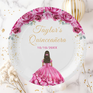Assiettes En Carton Magnifique Princesse Florale Quinceañera Rose Chau