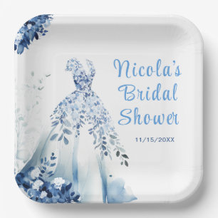 Assiettes En Carton Magnifique robe de mariée fleurie bleue pour la fê