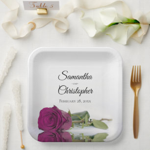 Assiettes En Carton Magnifique Rose Magenta Miroir Élégant Mariage