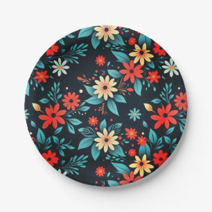 Assiettes En Carton Magnifiques fleurs motif floral-48965