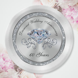 Assiettes En Carton Magnifiques Plaques du 60e anniversaire du Mariage