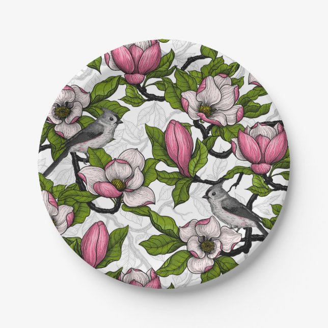 Assiettes En Carton Magnolia en floraison et tireur (Devant)
