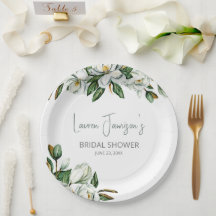 Magnolia et verdure à l'aquarelle blanche pour une