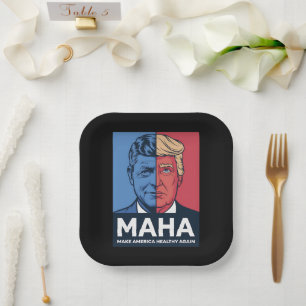 Assiettes En Carton MAHA Rendre l'Amérique saine à nouveau Trump 2024