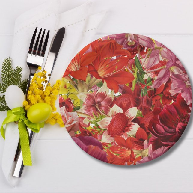 Assiettes En Carton Mahjong Party riche en gras floral (Créateur téléchargé)