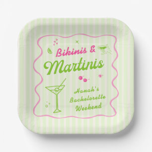 Assiettes En Carton Maillots roses et verts et Soirée dansante de Mart