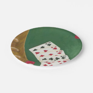 Assiettes En Carton Main de Poker gagnante six à dix