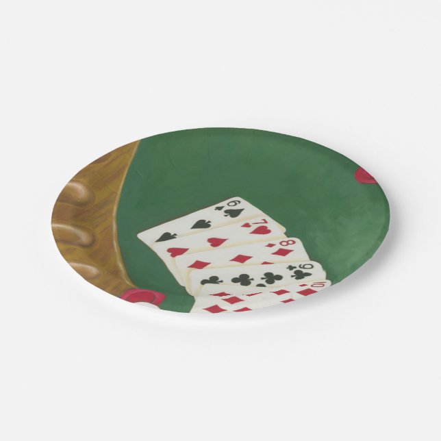 Assiettes En Carton Main de Poker gagnante six à dix (Angle)