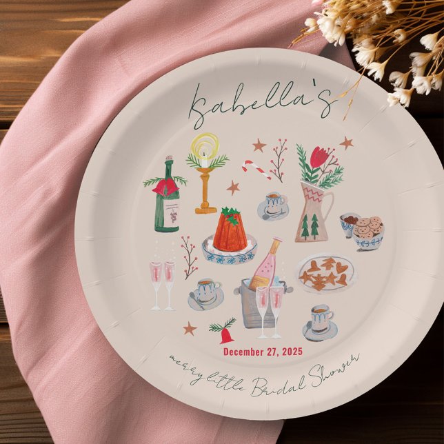 Assiettes En Carton Main tirée Whimsical Merry Little Fête des mariées (Hand Drawn Whimsical Merry Little Bridal Shower Paper Plates)