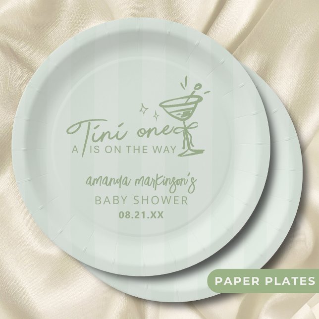 Assiettes En Carton Main Verte Tirée Un Tini Un Baby shower (Créateur téléchargé)