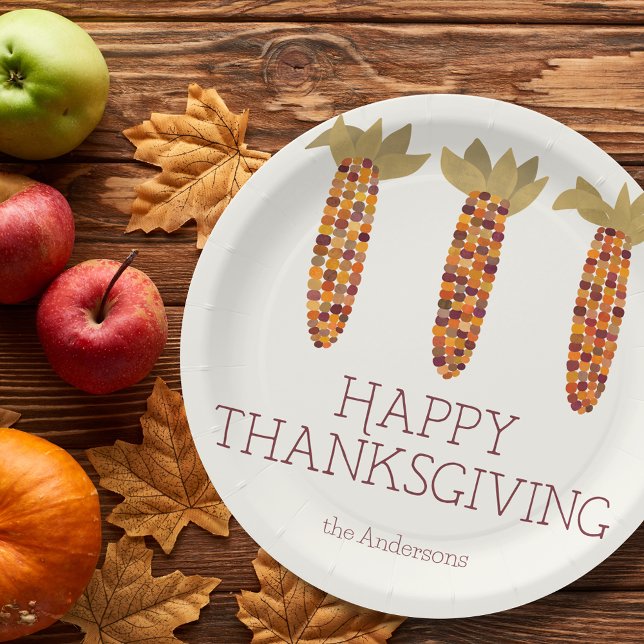 Assiettes En Carton Maïs ou Bon thanksgiving de maïs indien (Créateur téléchargé)