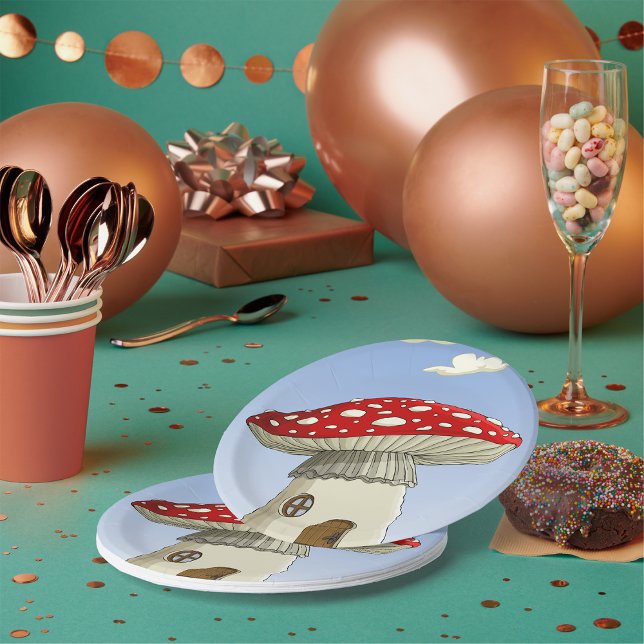 Assiettes En Carton Maison de champignons (Créateur téléchargé)