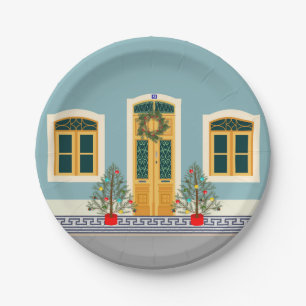 Assiettes En Carton Maison de fête portugaise de Noël