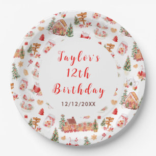 Assiettes En Carton Maison en pain d'épices rouge pour fête d'annivers