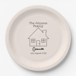 Assiettes En Carton Maison et famille de clés Nom du client