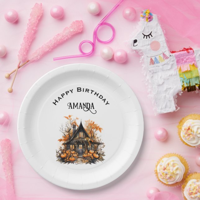 Assiettes En Carton Maison hantée avec Anniversaire d'Halloween Citrou (Fête)