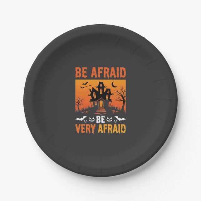 Assiettes En Carton Maison hantée Be Afraid design Halloween (Devant)