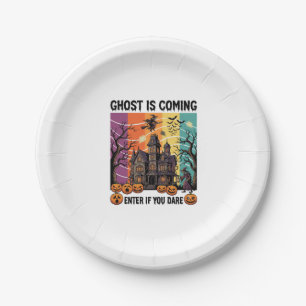 Assiettes En Carton Maison Hantée Halloween Fantôme Arrive Pompe à Sor