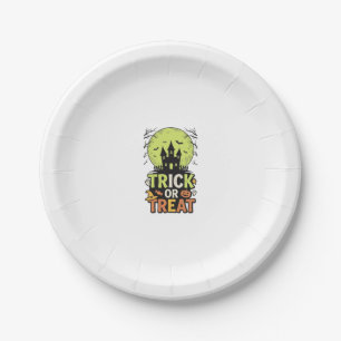 Assiettes En Carton Maison hantée vintage Trick or Treat Halloween Des