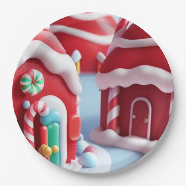 Assiettes En Carton Maison Red Candyland - Plaque en papier (Devant)