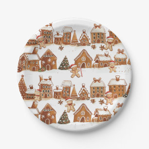 Assiettes En Carton Maisons en pain d'épice Cookies Village de Noël