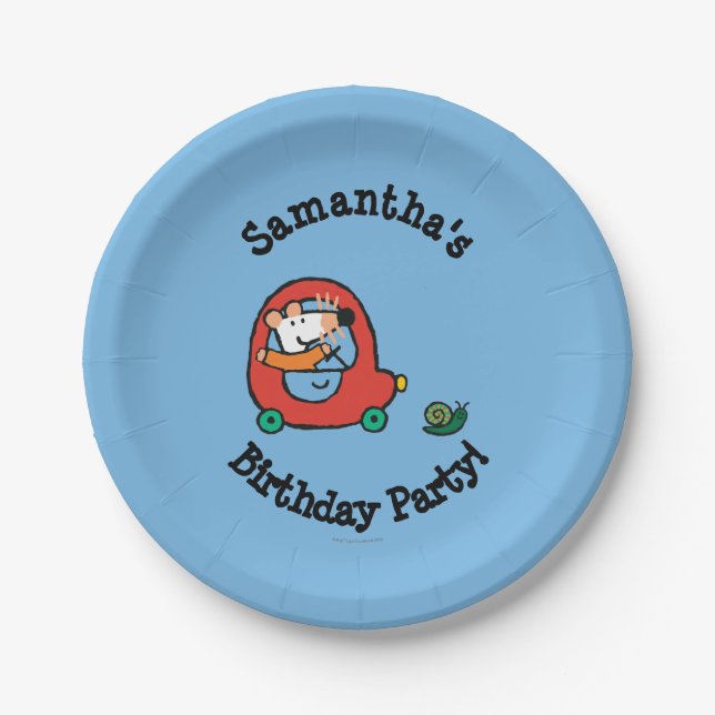 Assiettes En Carton Maisy conduit une voiture rouge mignonne (Devant)