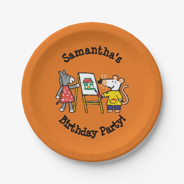 Assiettes En Carton Maisy et peinture pointillée à l'école maternelle (Devant)