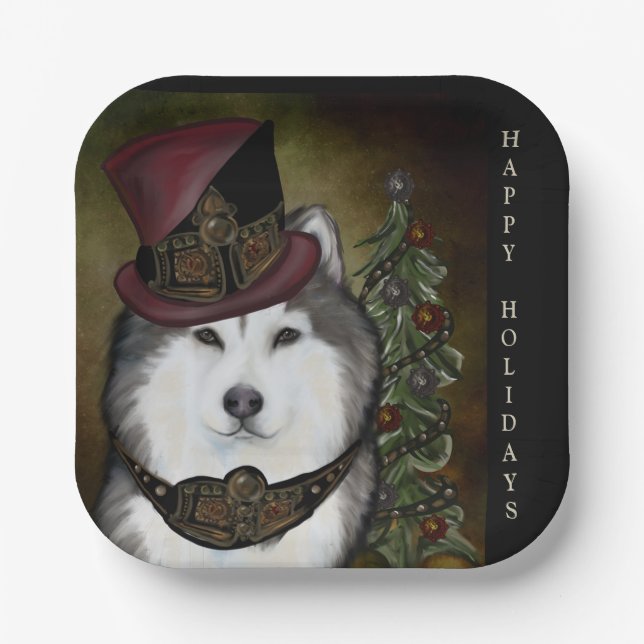 Assiettes En Carton Malamute d'Alaska (Recto)