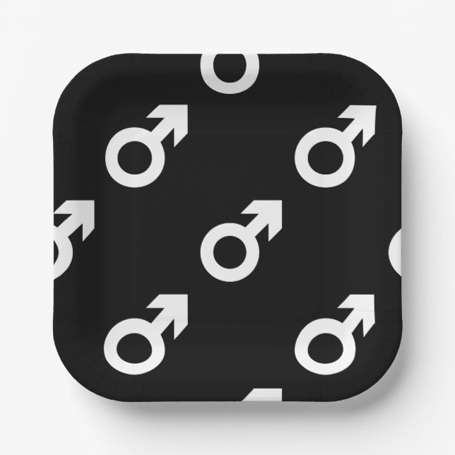 Assiettes En Carton male gender symbol black white (Recto)