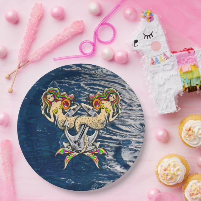 Assiettes En Carton Malheureusement sirènes à l'ancre (Fête)