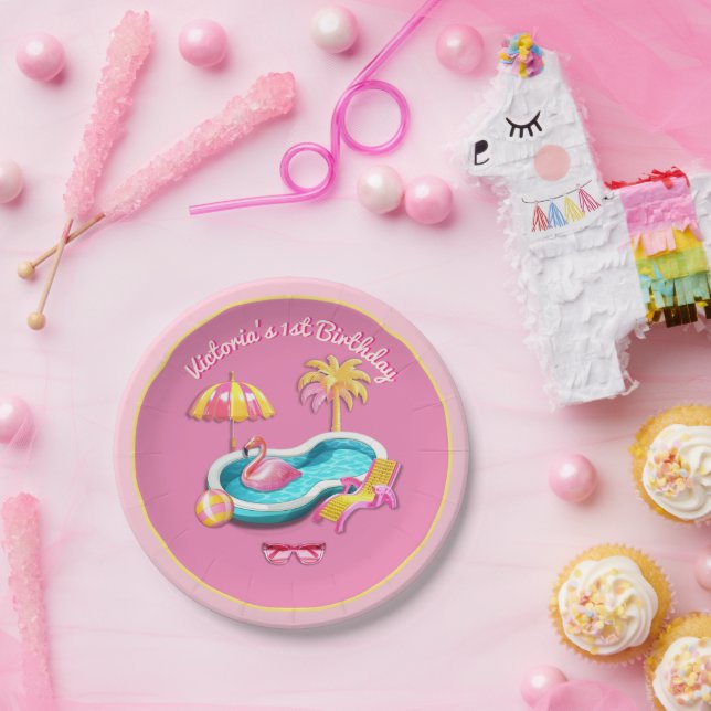 Assiettes En Carton Malibu Beach Doll Retro Anniversaire Pool Party (Fête)