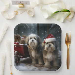 Assiettes En Carton Malti au Traîneau de Noël enneigé Décoration de No