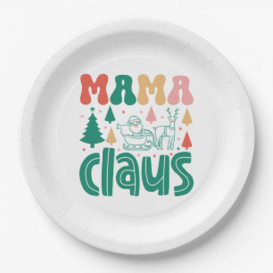 Assiettes En Carton Mama Claus Christmas Design-60097