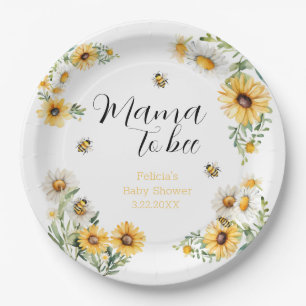 Assiettes En Carton Mama to Bee Fleurs jaunes Bumblebee Baby shower