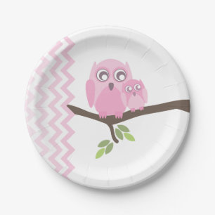 Assiettes En Carton Maman + Baby shower de hibou de bébé