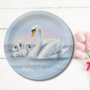 Assiettes En Carton Maman cygne avec bébés Baby Shower