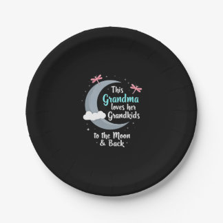 Assiettes En Carton Mamie aime ses petits-enfants Libellule Lune Femme