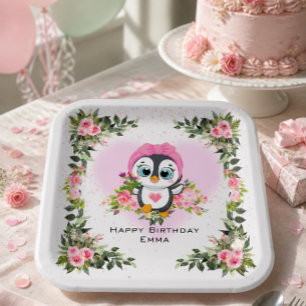 Assiettes En Carton Manchot bébé Anniversaire personnalisé