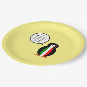 Assiettes En Carton Manchot parlant italien personnalisé