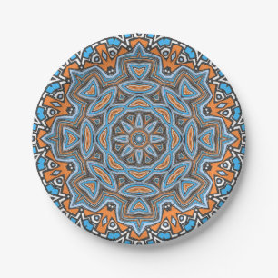Assiettes En Carton Mandala abstrait en rond sans joint