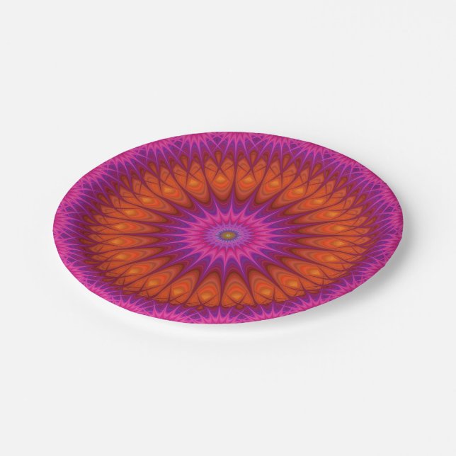 Assiettes En Carton Mandala chaud (Angle)
