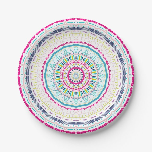 Assiettes En Carton mandala coloré (Devant)