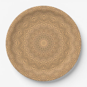 Assiettes En Carton Mandala d'or. "Sable doré".