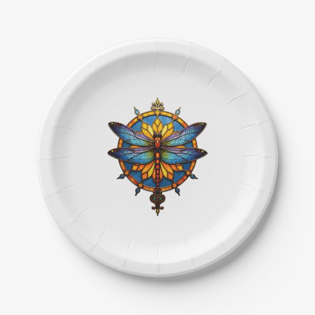 Assiettes En Carton Mandala Dragonfly Luminous Sacred Geometry Spiritu (Devant)